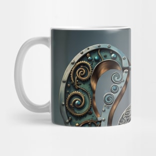 Elegant heart with clef in steampunk style. Mug